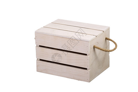 白色背景上盖有盖子的木箱绳索商品贮存出口运输缠绕托盘木板盒子木材背景