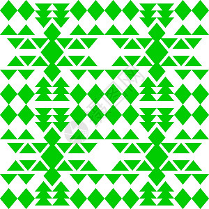 美洲原住民绿色绿色菱形和三角形组合的美洲原住民无缝图案插画