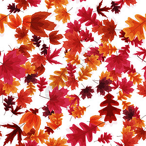 秋天落叶无缝图案背景 它制作图案矢量插图织物墙纸横幅黄色叶子纺织品季节植物橙子背景图片