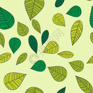 春天留下无缝模式矢量图  EPS1植物树叶装饰品艺术花园叶子卡片墙纸背景图片