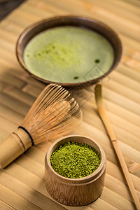 绿色相配茶美食仪式文化健康粉末粉状饮料抹茶地面高清图片