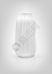 灰色背景上花瓶白色的逼真 3D 模型 矢量插图制品艺术瓶子玻璃水壶圆柱塑料陶瓷背景图片