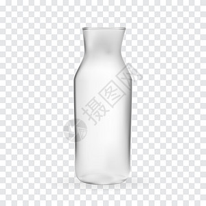 空玻璃瓶透明背景下玻璃瓶的逼真 3D 模型 它制作图案矢量插画