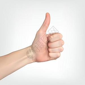 手的逼真 3D 轮廓与凸起的拇指指示一切都很好 它制作图案矢量网络白色卡通片商业拳头手指插图社会手势背景图片