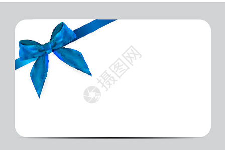 带蓝弓和丝带的空白礼品卡模板 您业务的矢量说明金融标签折扣促销证书市场展示代金券优惠券卡片商业高清图片素材