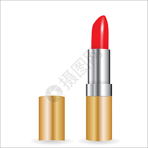 红色口红主图3D 现实的红口红模型 矢量说明 EPS10奢华魅力化妆品管子红色广告女性产品粉色插图插画