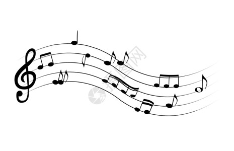 一组没有特征的五行时钟符号的音符 高音谱号 矢量插图笔记旋律白色床单低音艺术黑色颤声钥匙背景图片