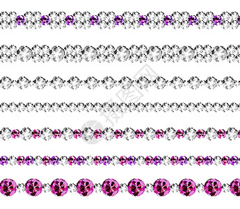 八边行边框钻石逼真的边框设置它制作图案矢量圆圈插图边界班级财富卡通片阴影线索白色珠宝设计图片