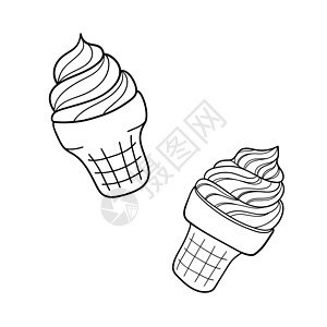 手绘冰淇淋 菜单和包装的设计草图元素 矢量隔离图圣代水果卡通片胡扯酒吧酸奶冰淇淋奶油糖果锥体背景图片