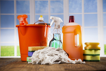 各种清洁用品 设备背景以及各类清洁品海绵商品塑料洗涤剂工作消毒工具窗户卫生洗涤清洁工高清图片素材