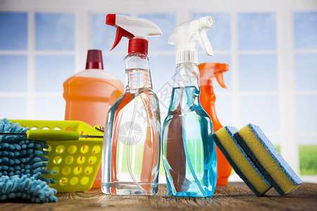 各种清洁用品 设备背景以及各类清洁品家务卫生团体工具化学品打扫洗涤剂海绵消毒塑料产品高清图片素材