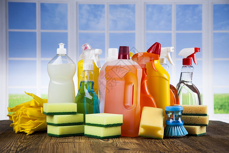 各种清洁用品 设备背景以及各类清洁品产品洗涤剂液体刷子消毒卫生橡皮洗涤洗手间房子塑料高清图片素材