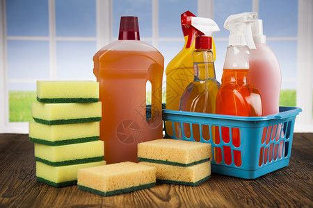 各种清洁用品 设备背景以及各类清洁品海绵产品洗涤剂房子橡皮刷子洗涤手套卫生消毒剂商品高清图片素材