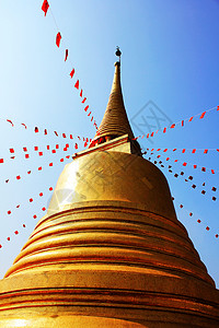 寺庙的大金塔 萨凯特拉查宗教艺术建筑学地标蓝色旅行旅游佛教徒宝塔崇拜背景图片