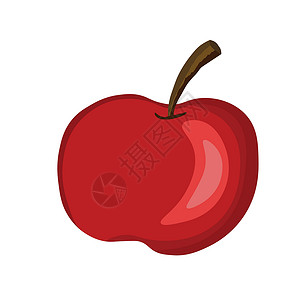 孤立在白色背景上的苹果图标 天然美味新鲜成熟美味的水果 用于包装 横幅 卡片和其他设计的模板矢量插图 带叶子的红苹果 食品概念市艺术高清图片素材
