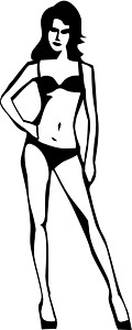 穿泳装女孩子穿内衣的女影带内裤女孩乳房女性数字绘画卡通片剪贴胸部插图设计图片