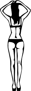 迷人比基尼女孩穿内衣的女影带卡通片臀部内裤女士胸罩成人草图艺术女孩泳装插画
