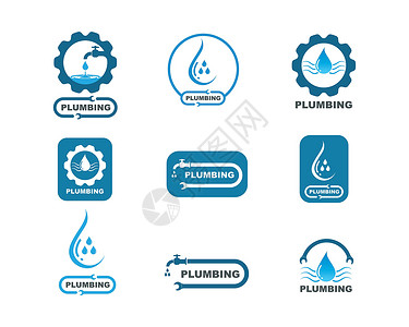 水暖矢量图标志 ico机械环境龙头管钳力量活力管道网络插图标签背景图片