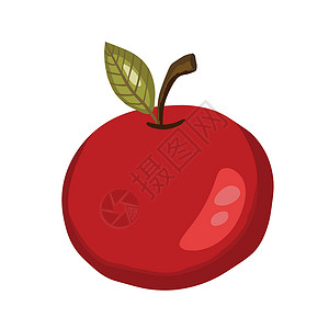 孤立在白色背景上的苹果图标 天然美味新鲜成熟美味的水果 用于包装 横幅 卡片和其他设计的模板矢量插图 带叶子的红苹果 食品概念情艺术高清图片素材