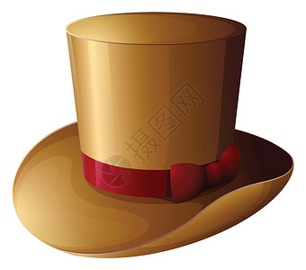 头套带红色丝带的棕色帽子设计图片