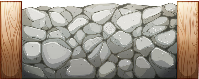 石墙承重白色石膏板边界石头绘画科学镶板分割栅栏插画
