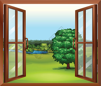 一个开放的木窗办公室建筑窗户地貌空气木头通道地面边缘风眼设计图片