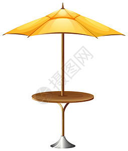 一把黄色的雨伞放在桌子上背景图片