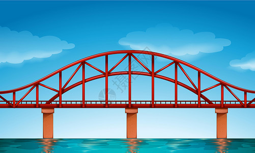 三通美丽的桥梁压缩紧张小路街道海洋科学途径弯曲通道绘画插画