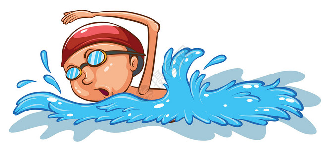 游泳男孩一个男孩游泳的简单彩色素描设计图片