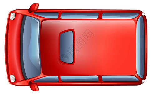 车眼迷你车的俯视图白色玻璃汽车柴油机轮子运输头灯红色车辆发动机插画