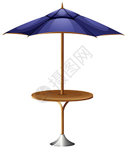 一把蓝色的木质雨伞放在桌子上面背景图片
