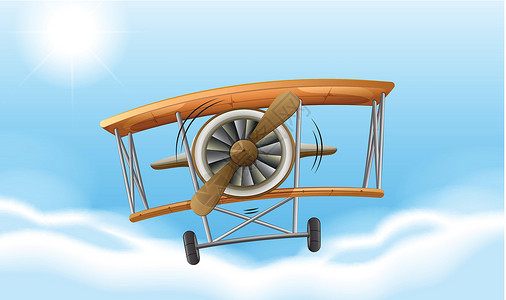 超音速飞机老式推进器引擎绘画涡轮冲击波动力白色飞机飞行活力蓝色插画