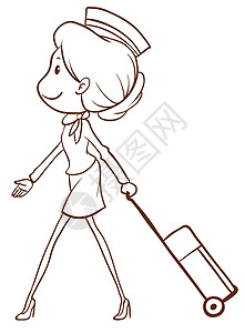 服务员管家空姐简笔画女孩女士草图素描女性安全服务员空勤绘画顾客设计图片