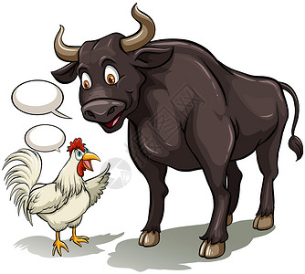 米奇米妮公牛和coc动物哺乳动物家禽农场绘画牛肉钻机男性生计寓言插画