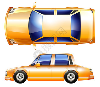 车眼黄色车辆汽油发动机轿车运输涡轮柴油机机器轮子天线鸟眼插画