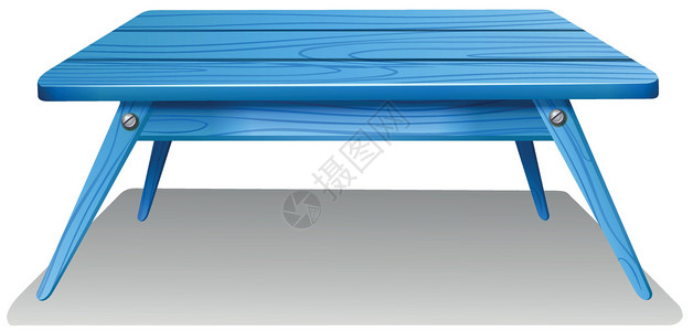 一个蓝色的表家具水平桌子柱状木头矩形台面表格边框贮存背景图片