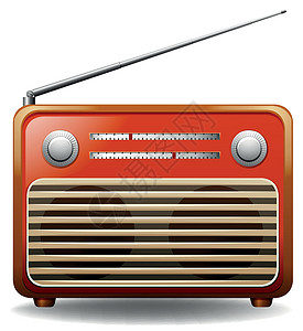 天线无线电广播电台体积娱乐卡通片橙子物品扬声器信号播送音乐频率插画