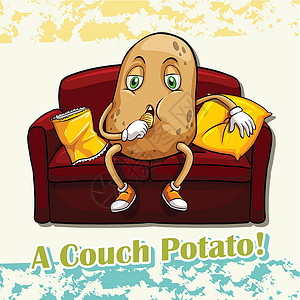 英语成语couch potat高清图片