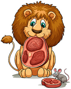 草原犬鼠一只狮子分享他的 foo食物英语草原语言艺术海报基石动物猎物绘画插画