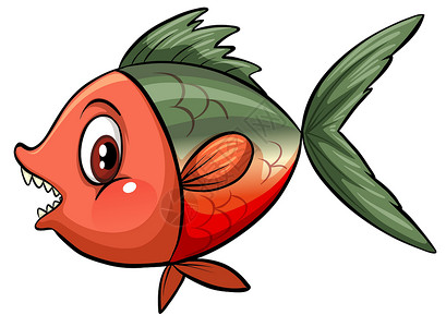 可怕食人鱼fis 的侧视图绘画软骨橙子绿色射线避难所海洋食人鱼动物食物设计图片