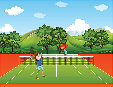 打网球的孩子运动的反手高清图片