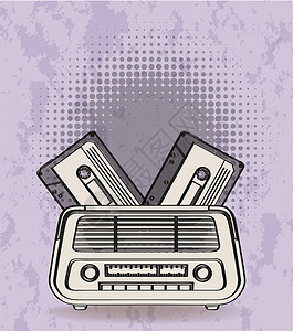 无线电广播电台绘画字体标识收音机乐趣墙纸横幅岩石紫色韵律背景图片