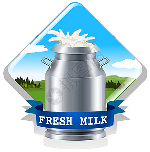 特克斯鲜奶场景奶制品金属标签牛奶农场白色广告夹子艺术背景图片