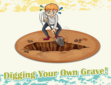 挖掘铲子地面措辞横幅绘画语言男人卡通片成语英语背景图片
