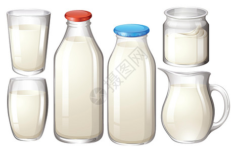 新鲜牛奶卡通片瓶子绘画乳制品奶油状营养白色剪贴食物包装背景图片