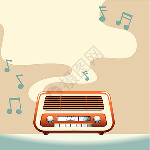 无线电广播电台频率乐趣音乐扬声器旋律韵律绘画装饰品卡通片收音机背景图片