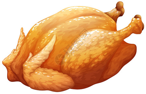 整只烤或烧烤小鸡白色胸部艺术皮肤绘画剪贴食物火鸡鸡腿翅膀背景图片