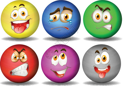 斯诺克台球圆球上的面部表情圆形情感灰色夹子面孔微笑手势艺术符号蓝色设计图片