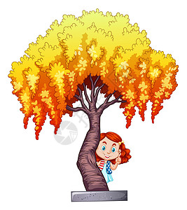 柳树下小女孩柳树下的小女孩插画