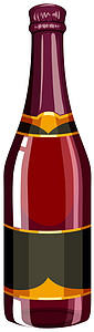 干红葡萄酒红红颜色的香槟酒瓶插画